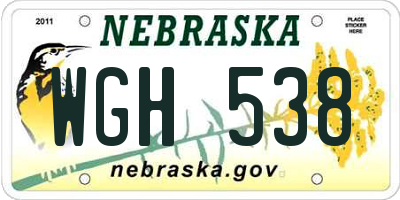 NE license plate WGH538