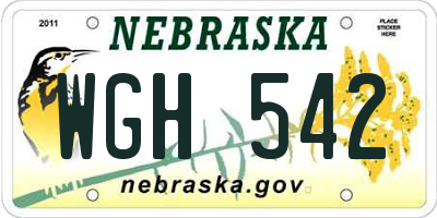 NE license plate WGH542