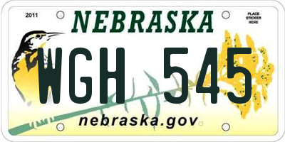 NE license plate WGH545