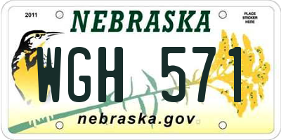 NE license plate WGH571