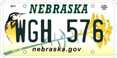 NE license plate WGH576