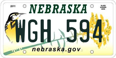 NE license plate WGH594