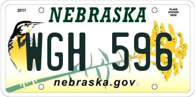 NE license plate WGH596