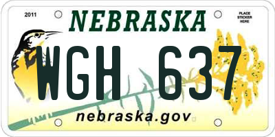 NE license plate WGH637