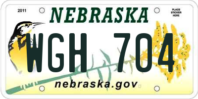 NE license plate WGH704