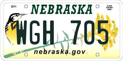 NE license plate WGH705