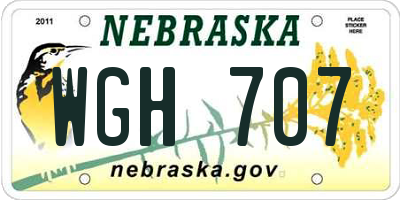 NE license plate WGH707