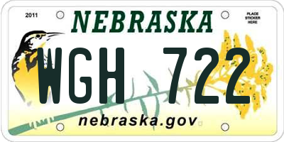 NE license plate WGH722