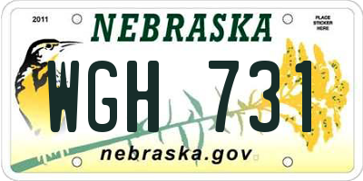 NE license plate WGH731