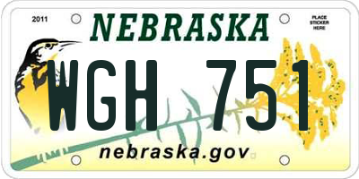 NE license plate WGH751