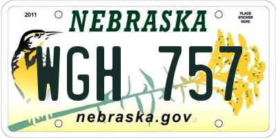 NE license plate WGH757