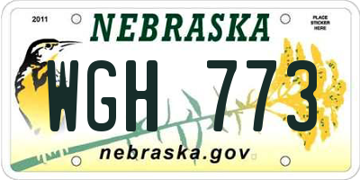 NE license plate WGH773
