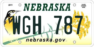 NE license plate WGH787
