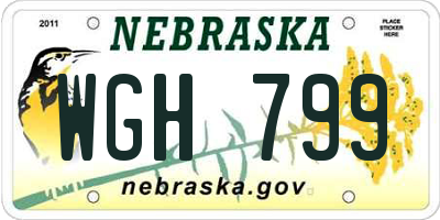 NE license plate WGH799