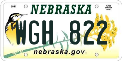 NE license plate WGH822
