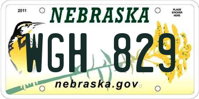 NE license plate WGH829