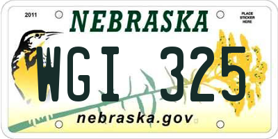 NE license plate WGI325