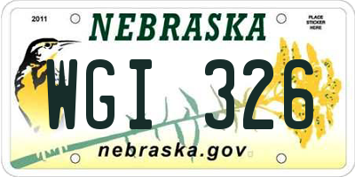 NE license plate WGI326