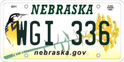 NE license plate WGI336