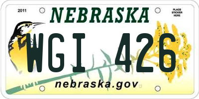 NE license plate WGI426