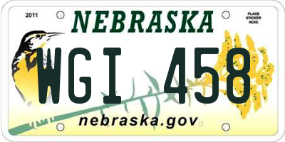 NE license plate WGI458