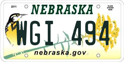 NE license plate WGI494