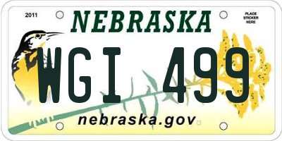NE license plate WGI499