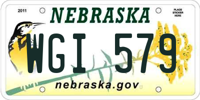 NE license plate WGI579