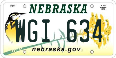 NE license plate WGI634