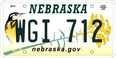 NE license plate WGI712