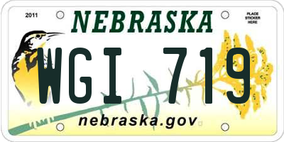 NE license plate WGI719