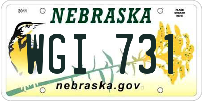 NE license plate WGI731