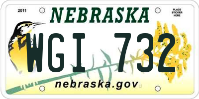 NE license plate WGI732