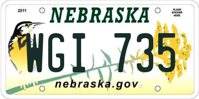 NE license plate WGI735