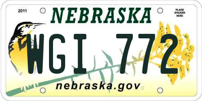 NE license plate WGI772
