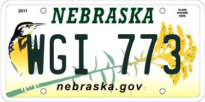 NE license plate WGI773