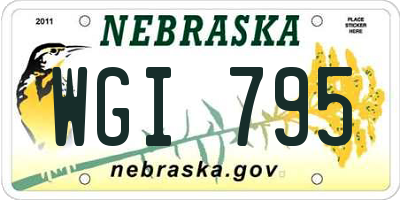 NE license plate WGI795