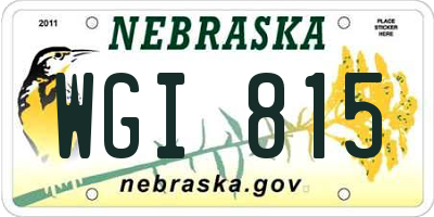 NE license plate WGI815