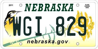 NE license plate WGI829