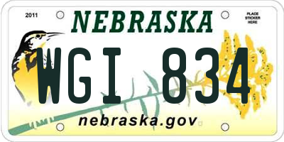 NE license plate WGI834