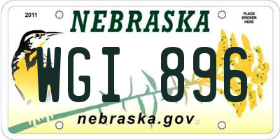 NE license plate WGI896