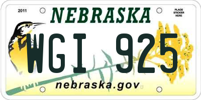NE license plate WGI925