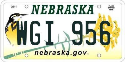 NE license plate WGI956