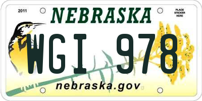 NE license plate WGI978