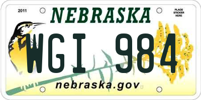 NE license plate WGI984