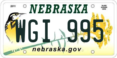 NE license plate WGI995