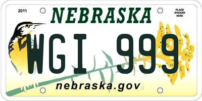 NE license plate WGI999
