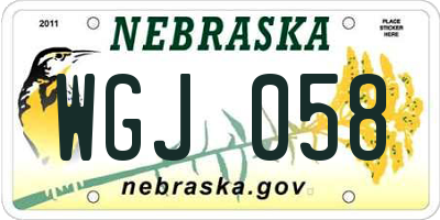NE license plate WGJ058