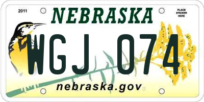 NE license plate WGJ074