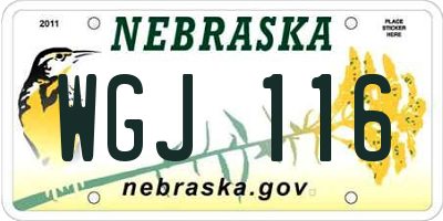 NE license plate WGJ116